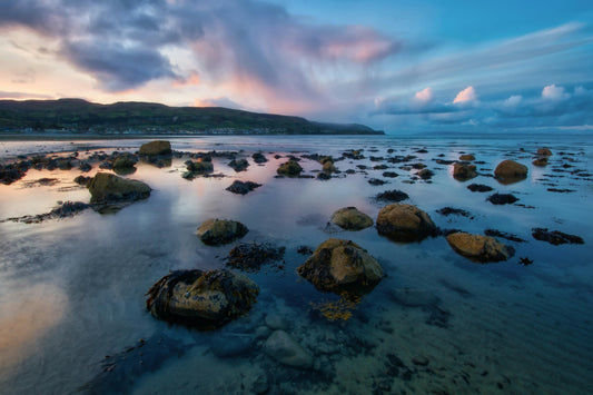 rocky coastline at sunset