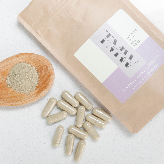 close up image showing our mindful moss capsules